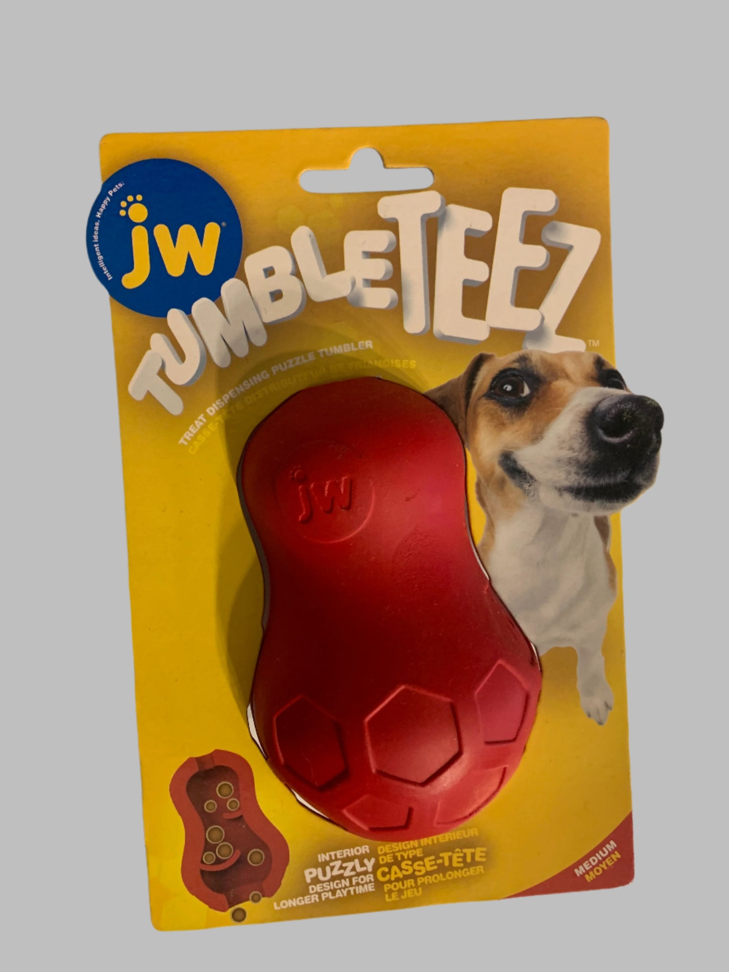 JW Pet Tumble Teez Dog Toy medium, dog toys uk, dog toys amazon, front side