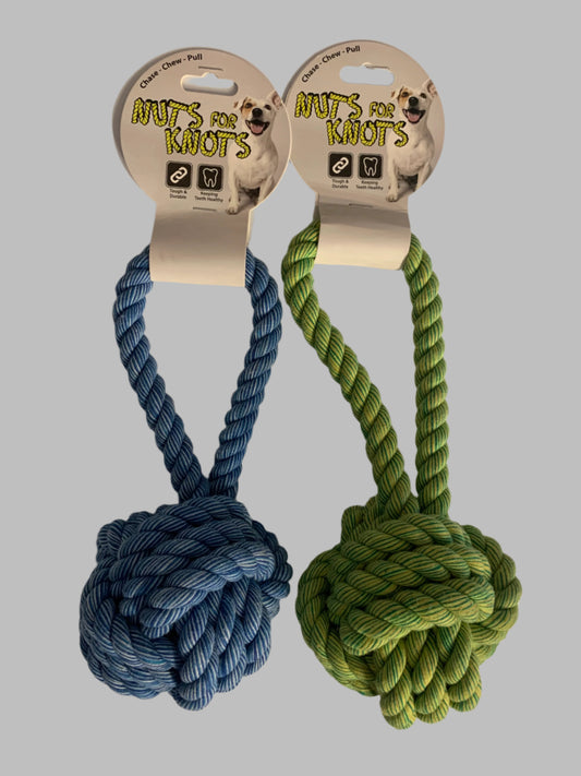 Happy Pet Nuts For Knots Ball Tugger, dog toys uk, dog toys amazon, front side