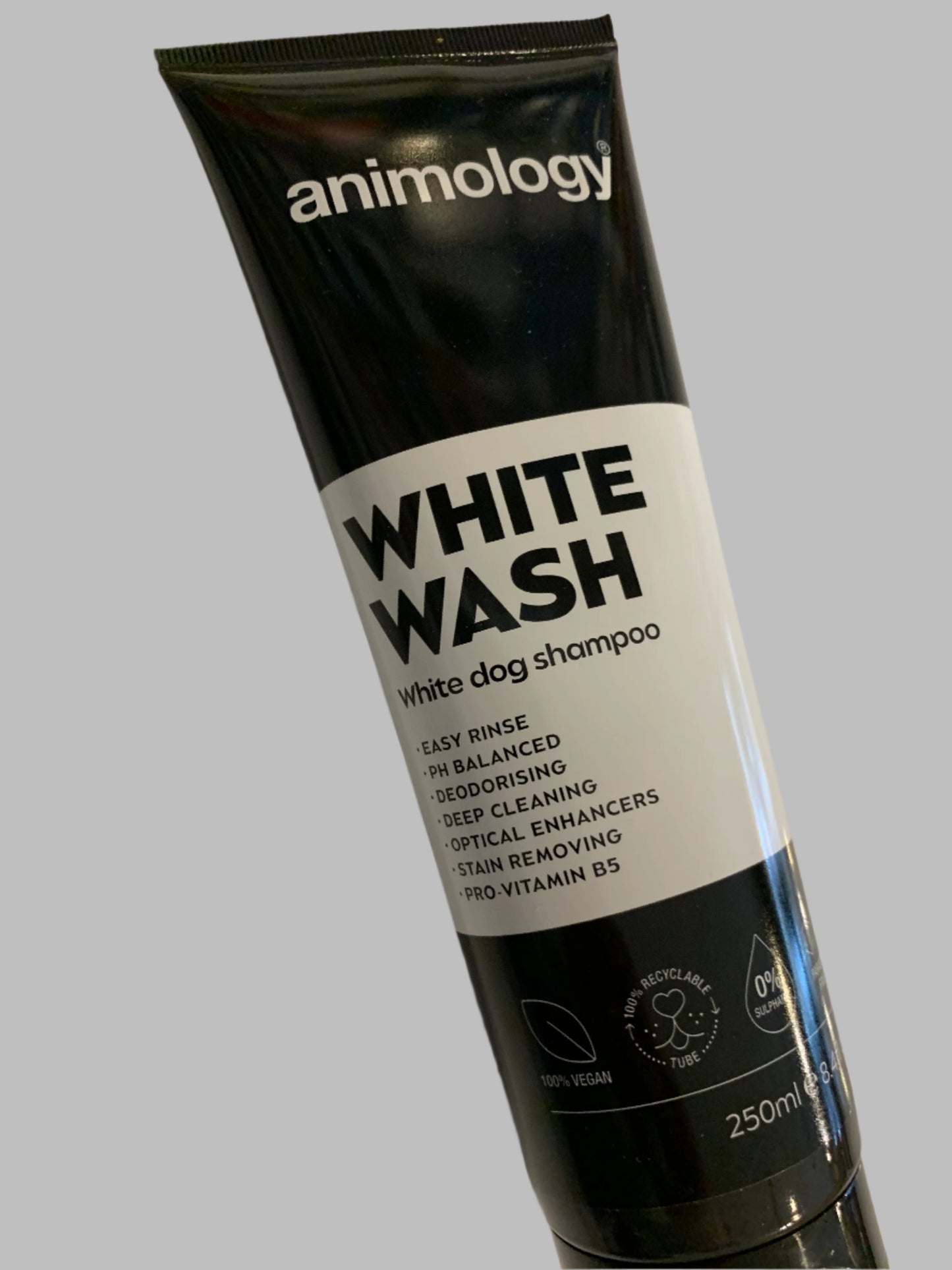 Animology Dog Shampoo 250ml, puppy shampoo, white wash dog shampoo, dog shampoo for sensitive skin, dog shampoo for itchy skin, left side