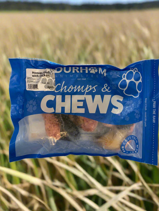 Durham Animal Feed Hooves with chicken  4pk, raw dog food, raw dog food bolton, raw dog food near me, front side