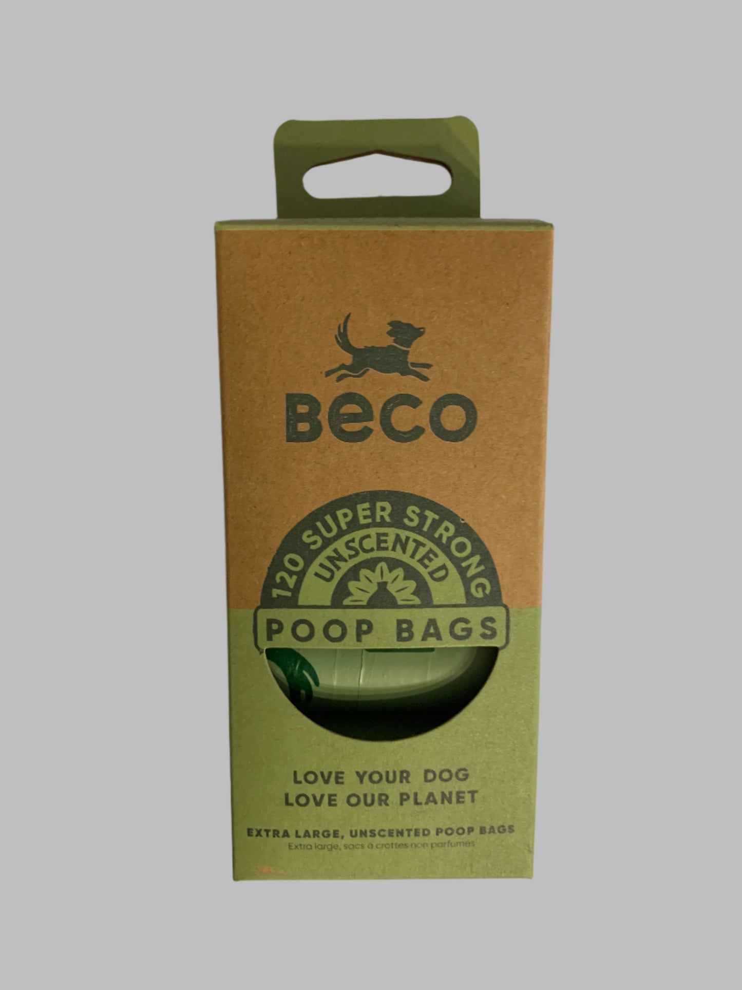 Beco Poo Bags Plain 120 Pack with handles, poo bags, poo bags dogs, poo bags with handles, poo bags biodegradable, front side