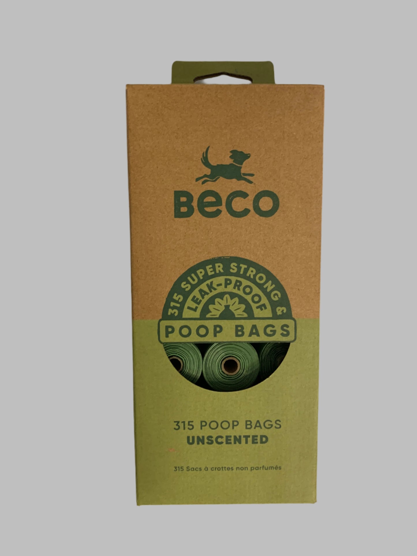 Beco Poo Bags Plain 315 Pack with handles, poo bags, poo bags dogs, poo bags with handles, poo bags biodegradable, front side