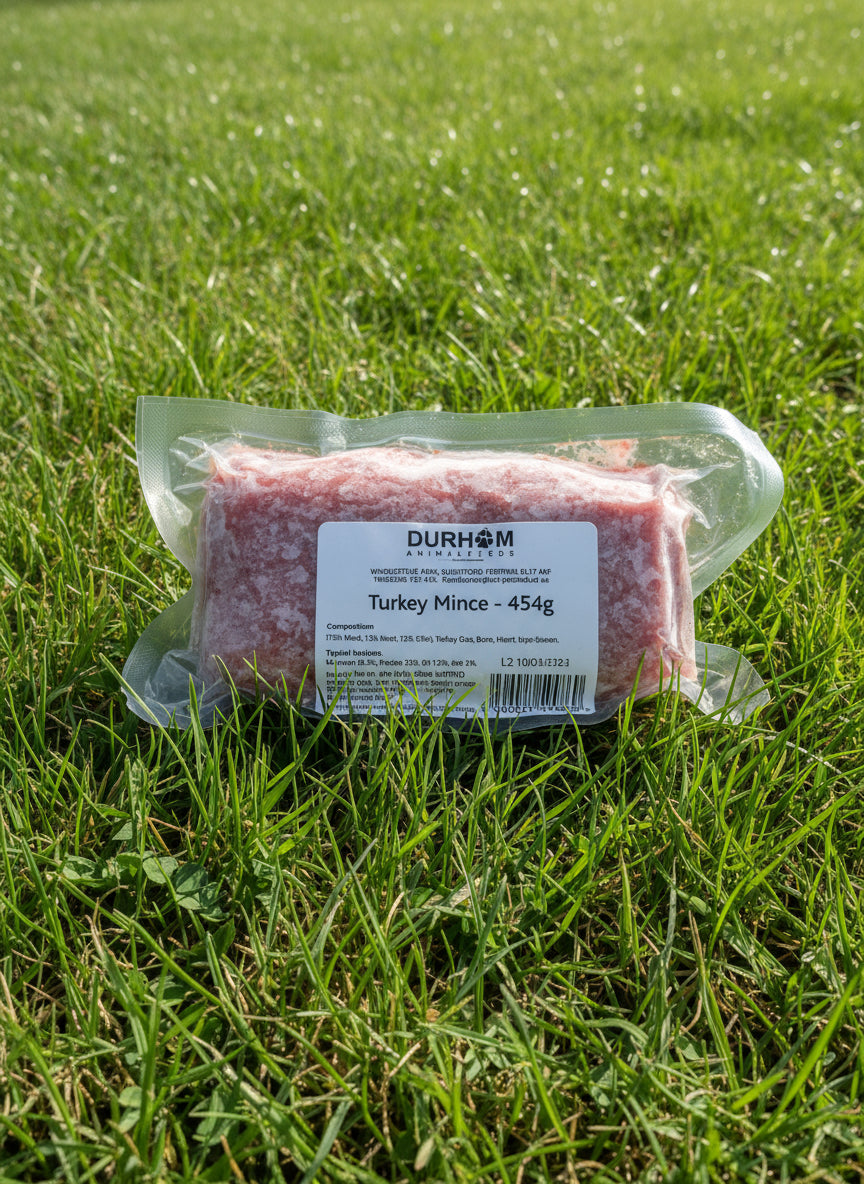 Durham Animal Feed Animal Mince turkey, raw dog food, raw food for dogs, front side, pets at home