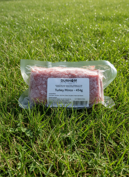 Durham Animal Feed Animal Mince turkey, raw dog food, raw food for dogs, front side, pets at home