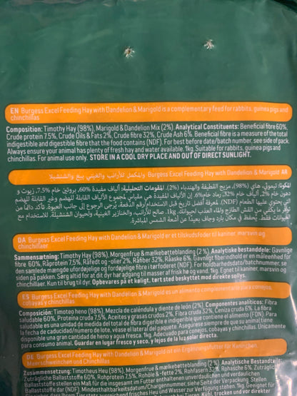 Burgess Excel Dandelion & Marigold Herbage 1kg