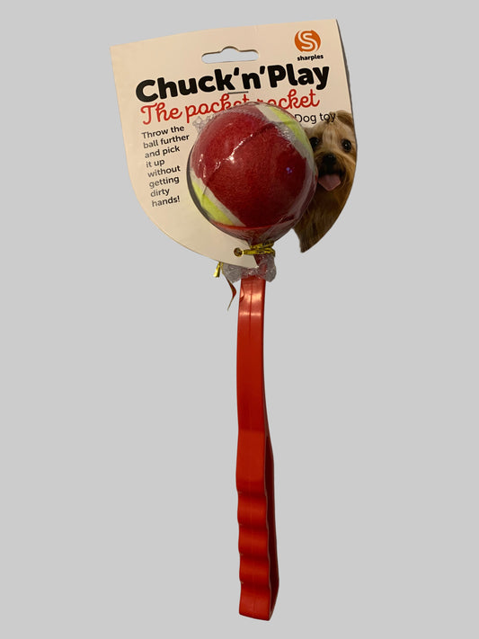 Chuck N Play Pocket Rocket Ball Launcher, dog toys uk, dog toys amazon, front side, pets at home