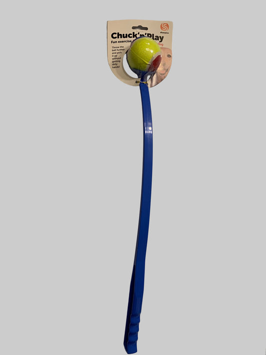 Chuck N Play Long Ball Launcher, dog toys uk, dog toys amazon, front side, pets at home