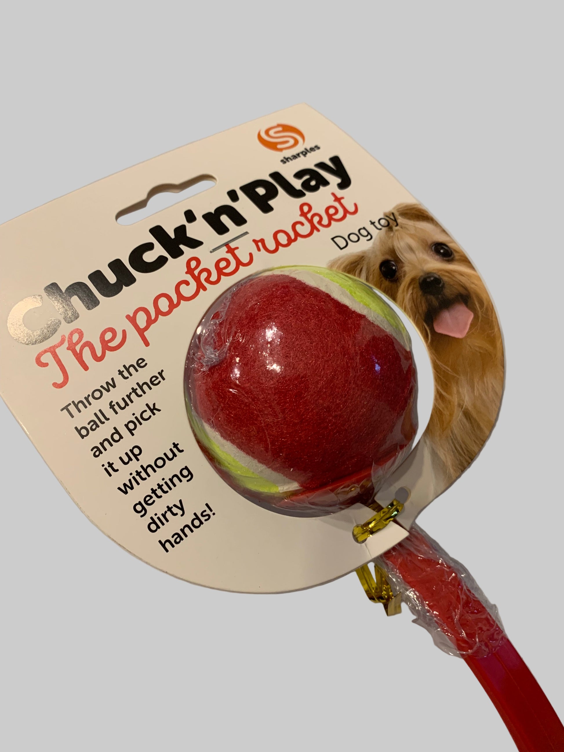 Chuck N Play Pocket Rocket Ball Launcher, dog toys uk, dog toys amazon, left side, pets at home