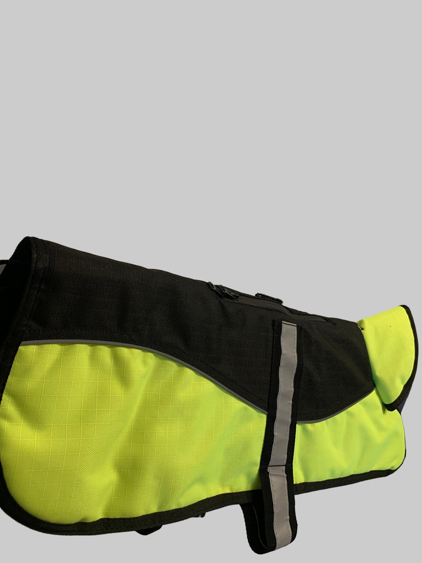 Animate Waterproof Hi-Viz Dog Coat 18", dog coats, dog coats uk, waterproof dog coats, dog coats with harness, dog coats with legs, left side, pets at home