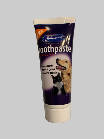 Johnson's Toothpaste 50g, dog toothpaste, dog toothpaste uk, dog toothpaste and brush, best dog toothpaste uk, pets at home, front side