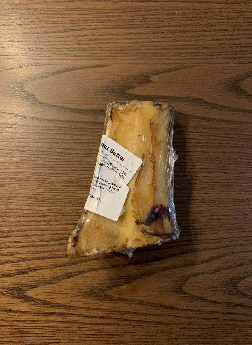 Beef shank with peanut butter, dog treats, front side, pets at home, natural dog treats, pets at home