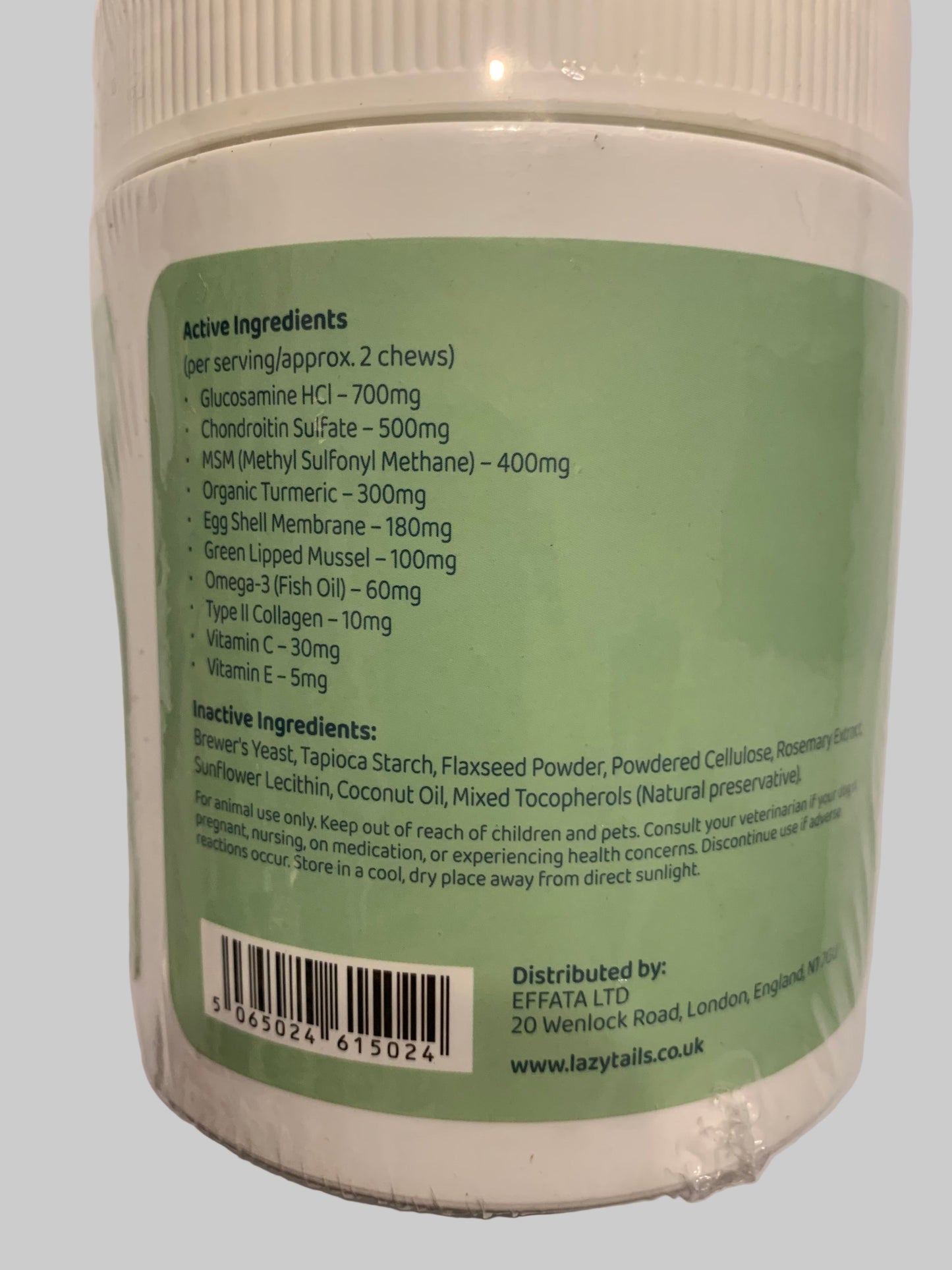 Lazy Tails Hip & Joint Chews For Dogs 120pk, dog supplements, dog supplements uk, dog supplements for joints, dog supplements powder, back side, pets at home