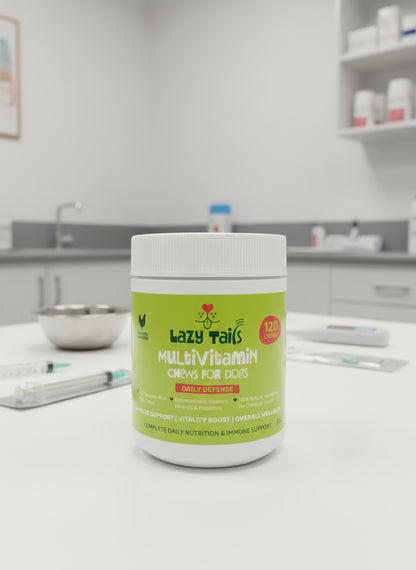 Lazy Tails Multi Vitamin Chews For Dogs 120pk, dog supplements, dog supplements uk, dog supplements for joints, dog supplements powder, front side, pets at home
