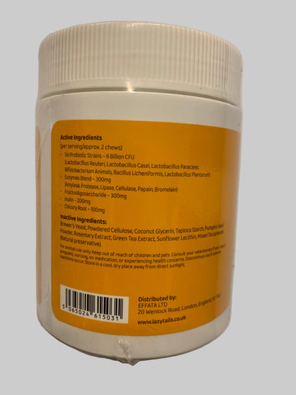 Lazy Tails Probiotic Chews For Dogs 120pk, dog supplements, dog supplements uk, dog supplements for joints, dog supplements powder, back side, pets at home