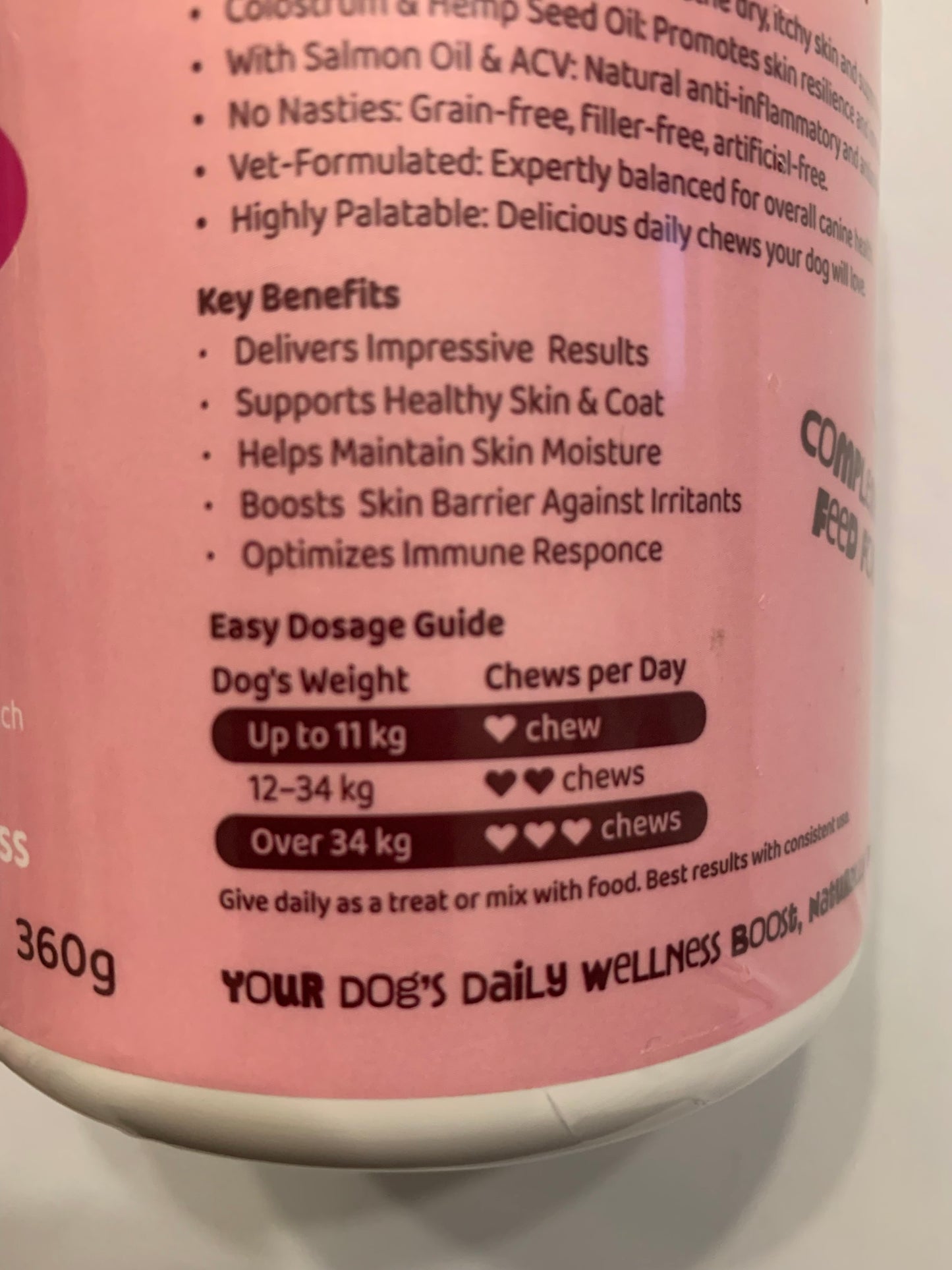 Lazy Tails Skin & Coat Chews For Dogs 120pk, dog supplements, dog supplements uk, dog supplements for joints, dog supplements powder, left side, pets at home